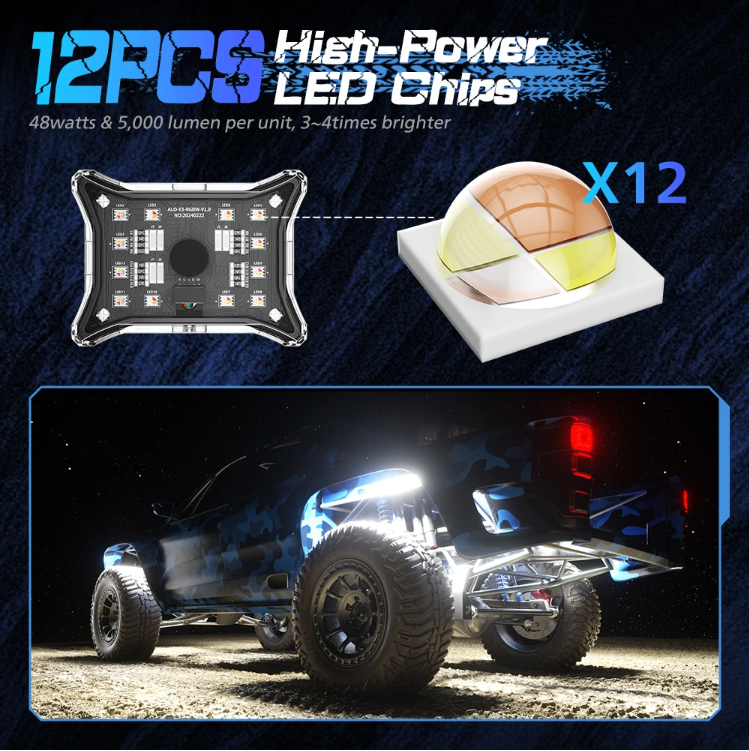 RGBW LED Rock Light Kits 6 pcs High-Power